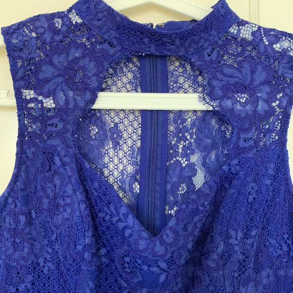 Guess Royal Blue Open Front Lace Dress - Picture 4 of 5